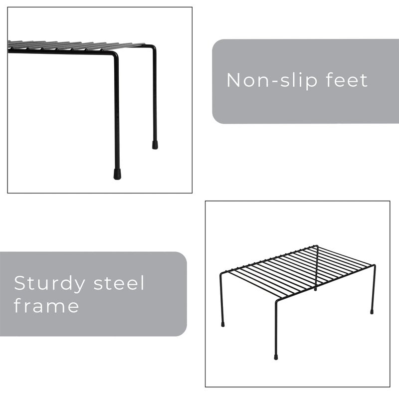 Smart Design Classic Storage Shelf â€“ Medium (8.5 x 13.25 in.), Black â€“ Steel Pantry Organizer with Rust-Resistant Finish and Non-Slip Feet for Easy Home Organization and Storage - Image 4